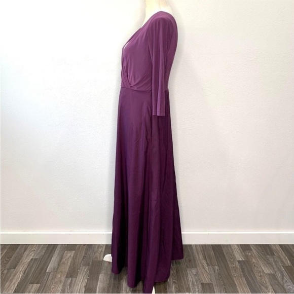 Alfred Sung Mikado 3/4 Sleeve V-Neck‎ Maxi Dress Purple Size 8 Bridesmaid - Picture 8 of 10